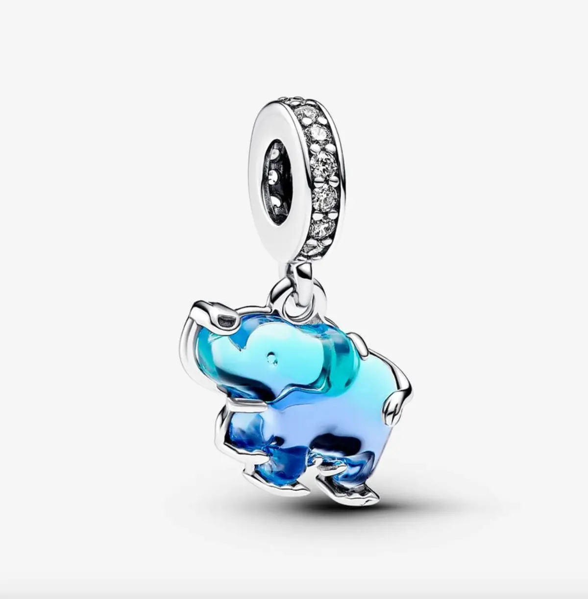 Blue Murano Glass Elephant Dangle Charm 1