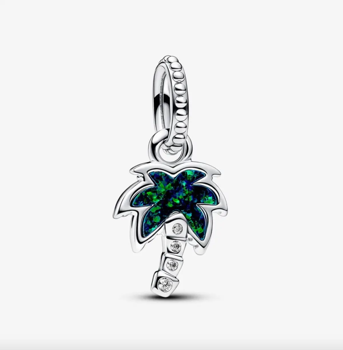 Opalescent Green Palm Tree Dangle Charm 1