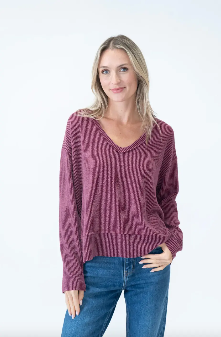 Dolan Long Sleeve Top | Burgundy 1