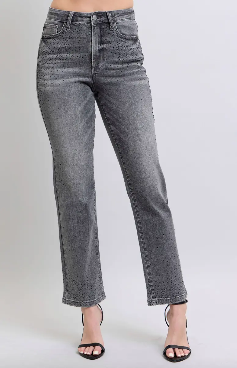 Celeste Rhinestone Straight Leg Jean 1