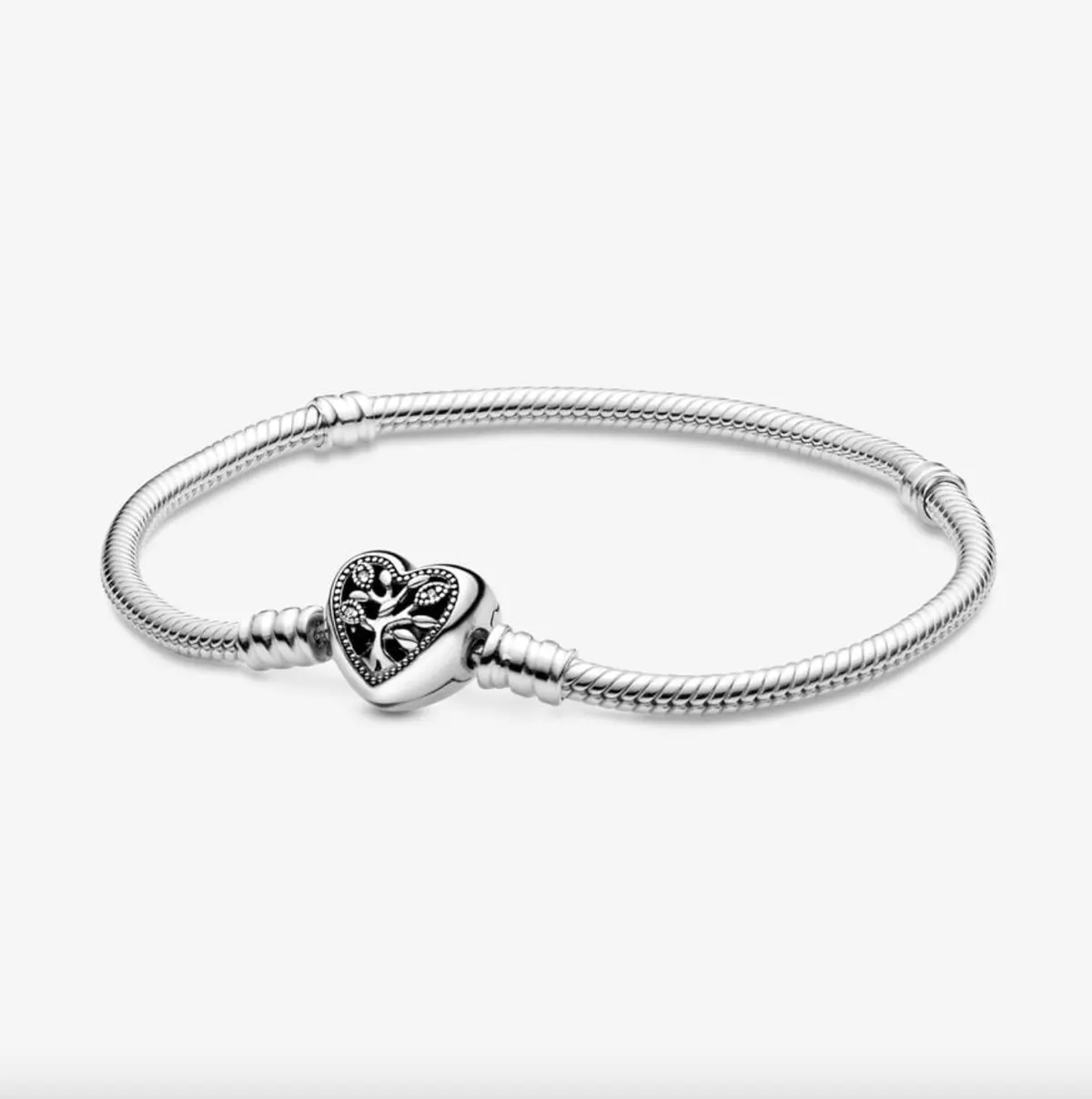 Pandora Moments Family Tree Heart Clasp Snake Chain Bracelet 1