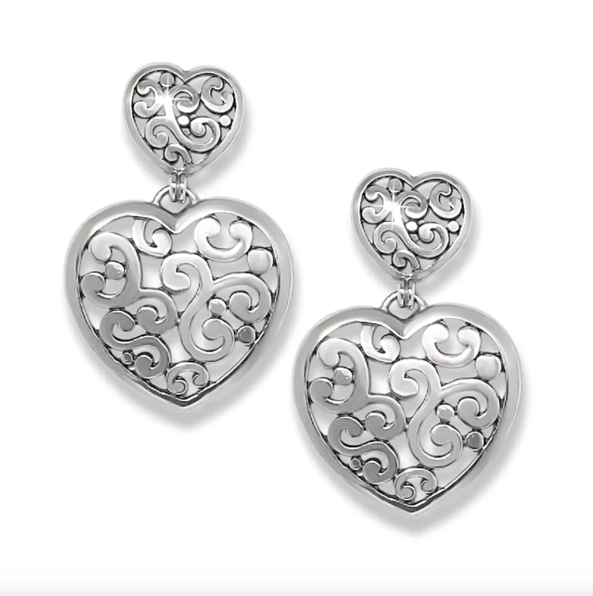 Contempo Heart Double Post Drop Earrings 1
