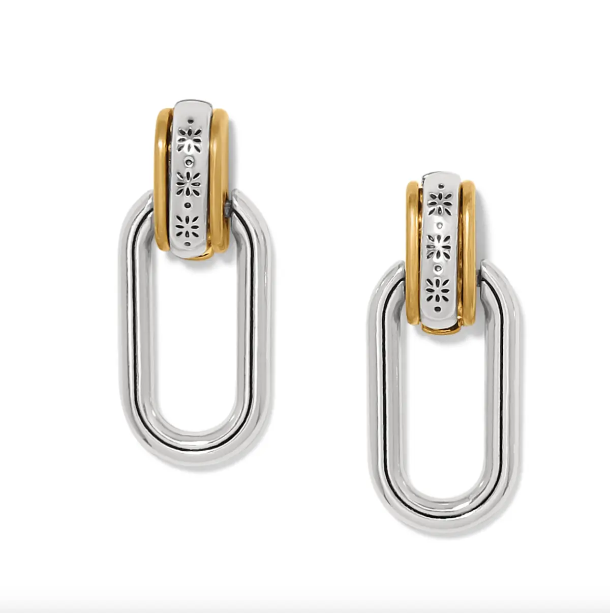 Mosaic Two Tone Post Drop Earrings 1