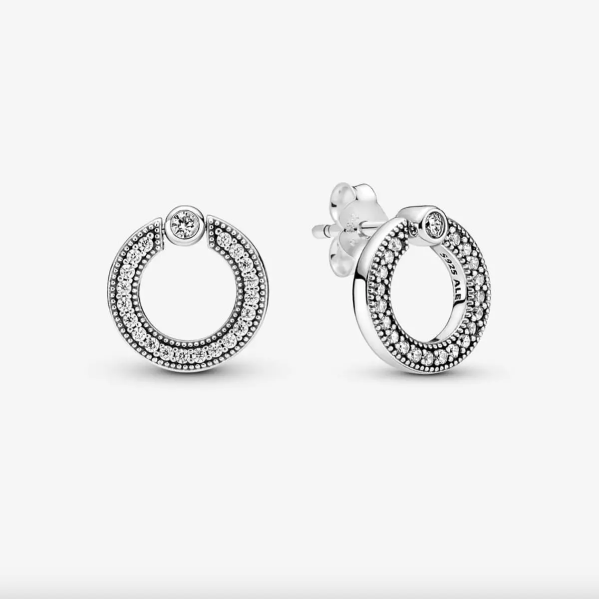 Pavé & Logo Circle Reversible Stud Earrings 1