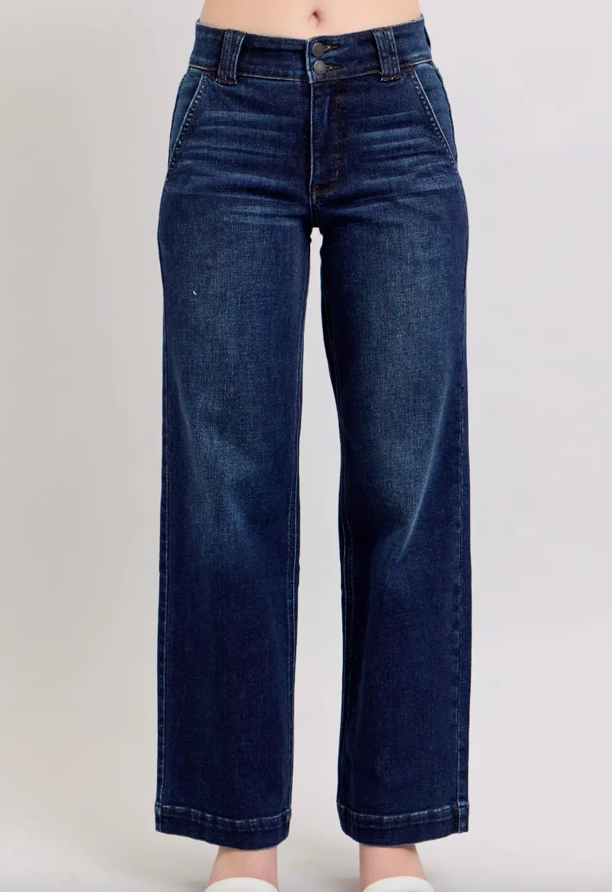High-Waist Double Button Wide Leg Jean 1