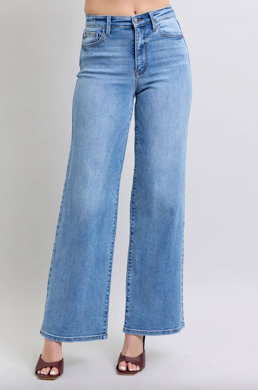 High-Waist Vintage Wash Retro Wide Leg Jean 1