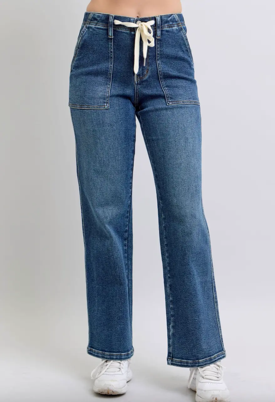 High-Waist Drawstring Wide Leg Jean 1