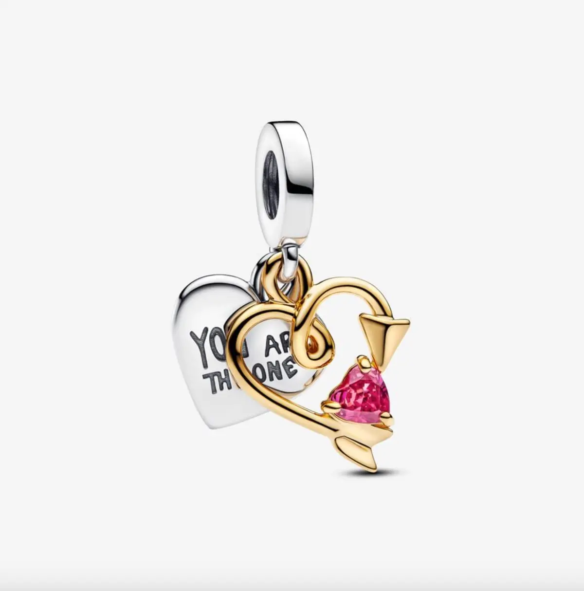 Engravable Heart & Arrow Double Dangle Charm 1