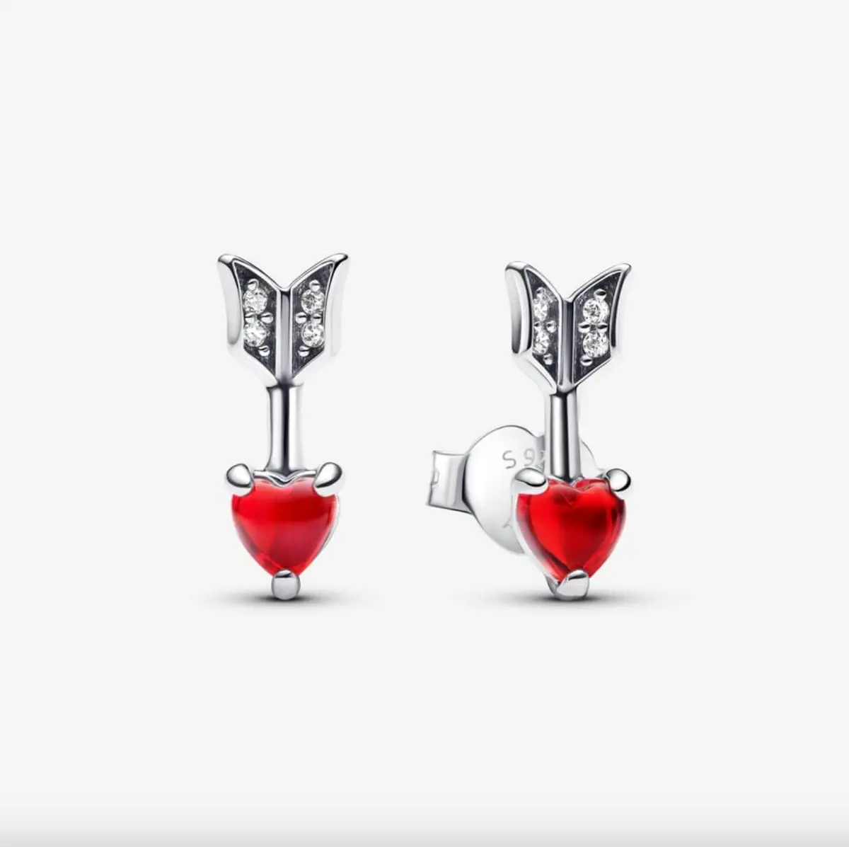 Arrow & Murano Glass Heart Stud Earrings 1
