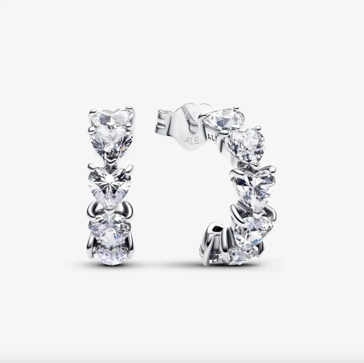 Sparkling Hearts Open Hoop Earrings 1