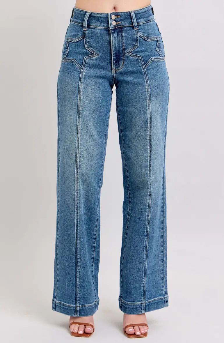 High-Waist Front Seam Wide Leg Jean 1