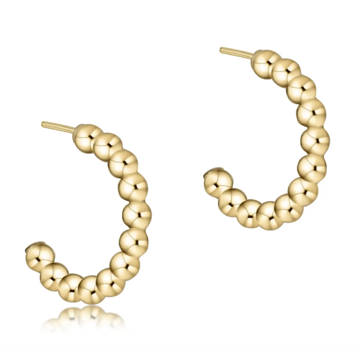 Beaded Classic 1" Post Hoop - 3Mm Gold 1