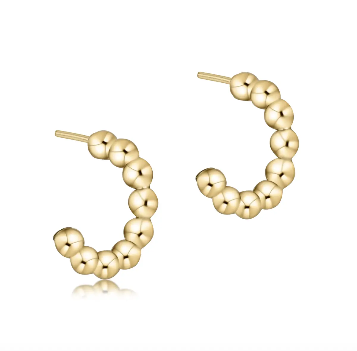 Beaded Classic 1" Post Hoop - 4Mm Gold 1