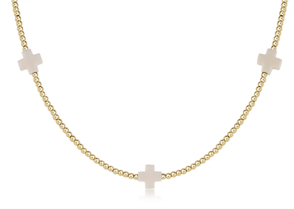 15" Choker Beaded - Signature Cross 2Mm Gold - Off-White 1