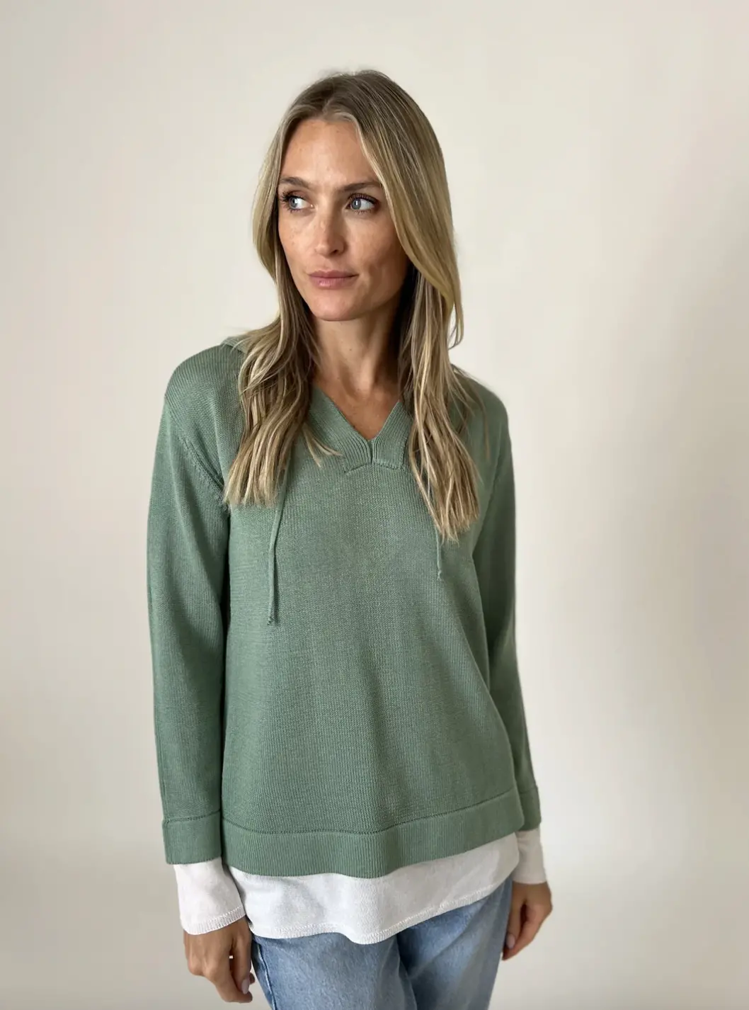 Abigail Hoodie | Green/White 1
