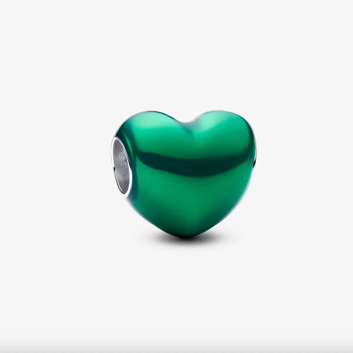 Metallic Green Heart Charm 1
