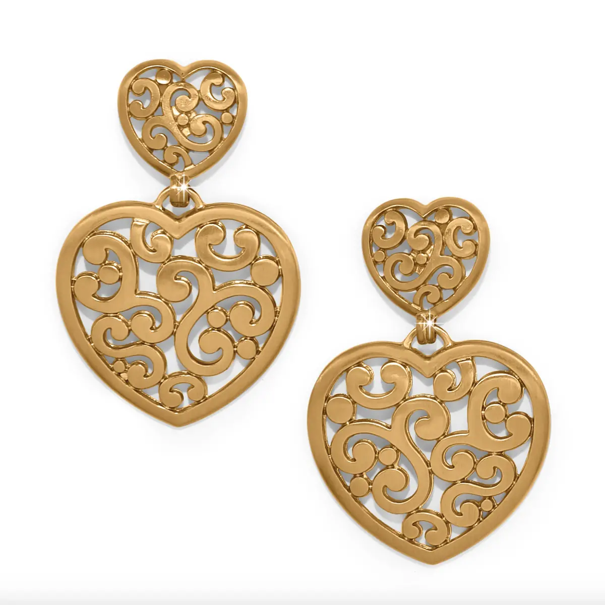 Contempo Heart Double Post Drop Earrings 1