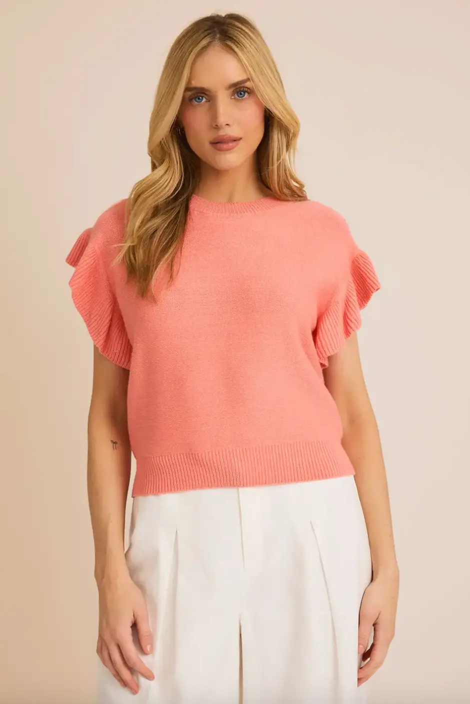 Ruffle Sleeve Knit Top 1