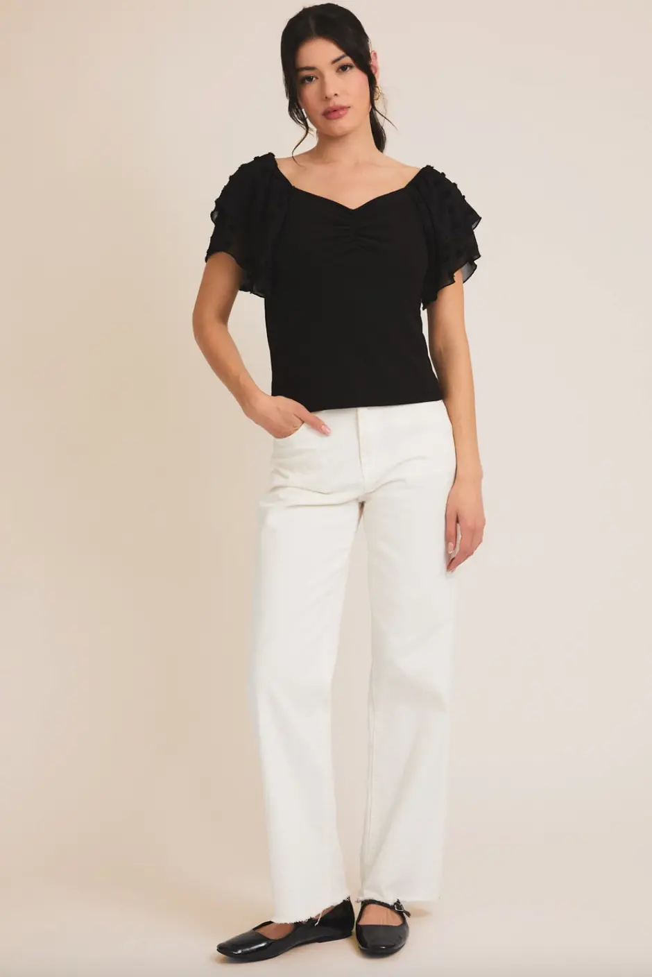 Sweetheart Neckline Ruffle Top 1