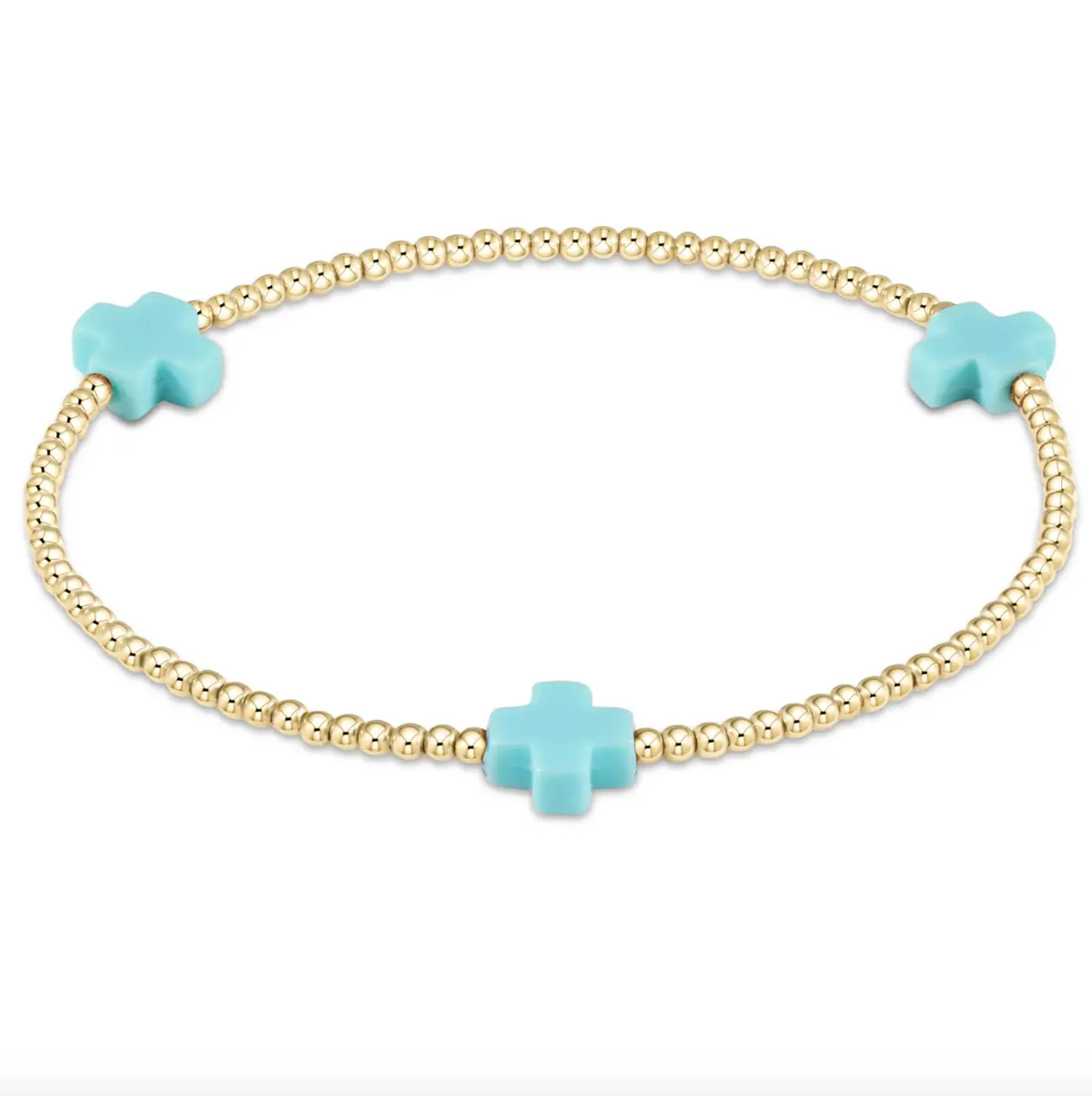 Signature Cross Gold Pattern 2Mm Bead Bracelet 1