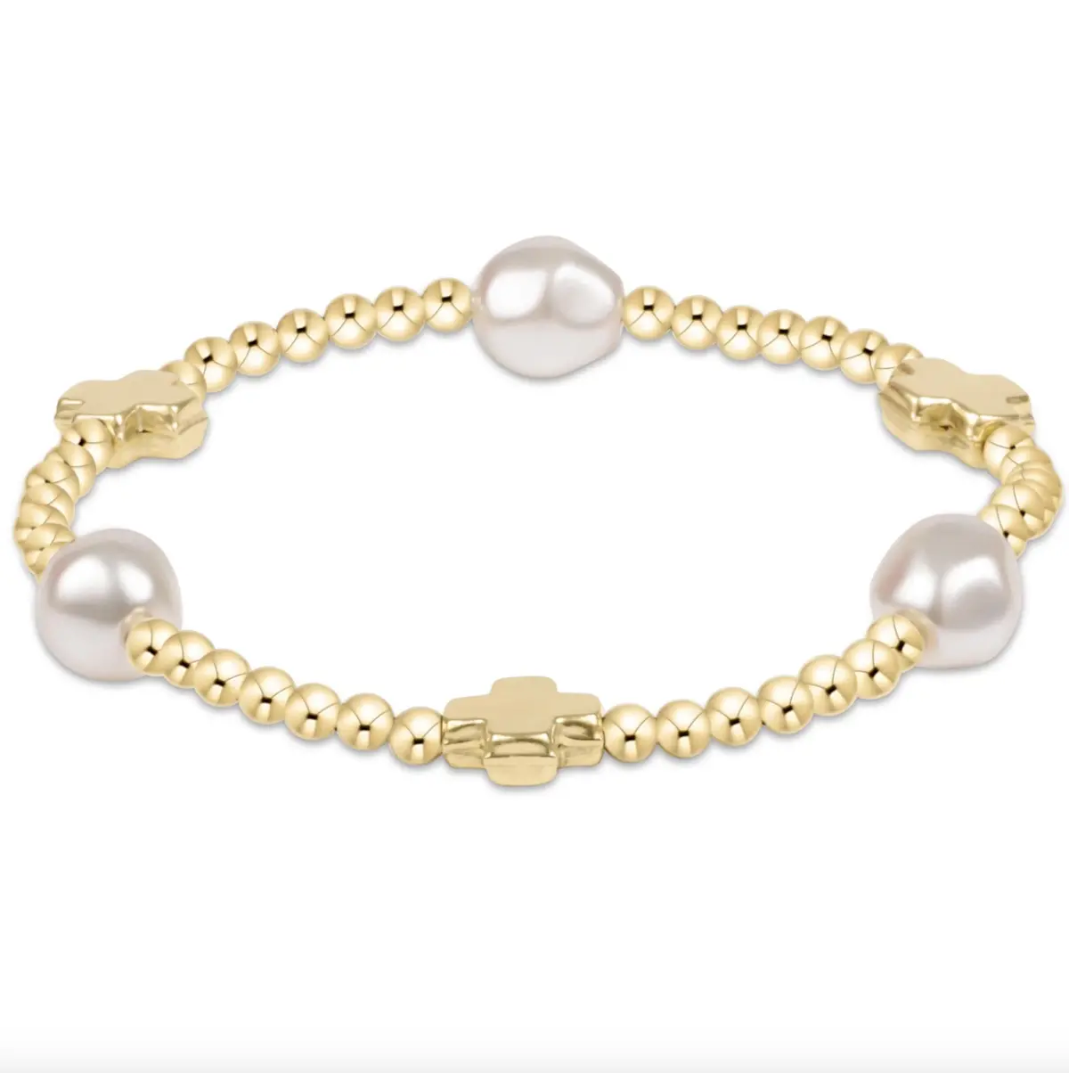 Signature Cross Gold & Admire Pearl 3Mm Gold Bracelet 1