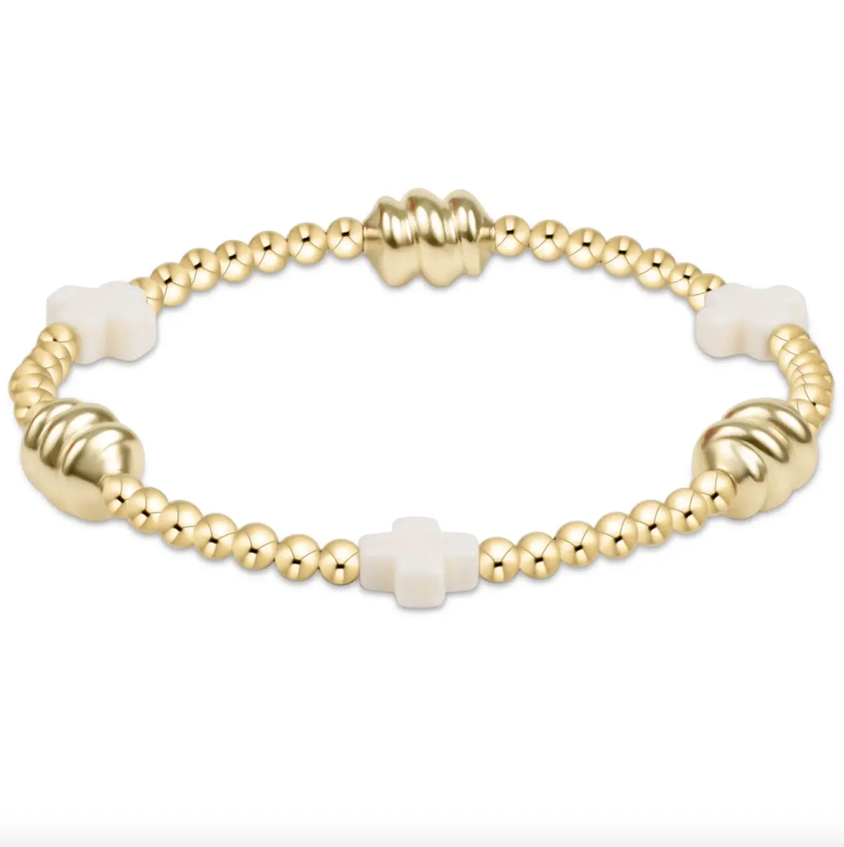 Signature Cross Off-White & Admire Gold 3Mm Gold Bracelet 1