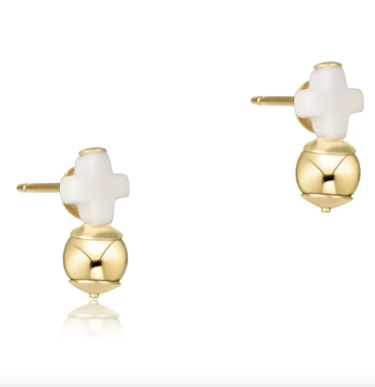 Signature Cross Off-White Stud - Classic Gold 1