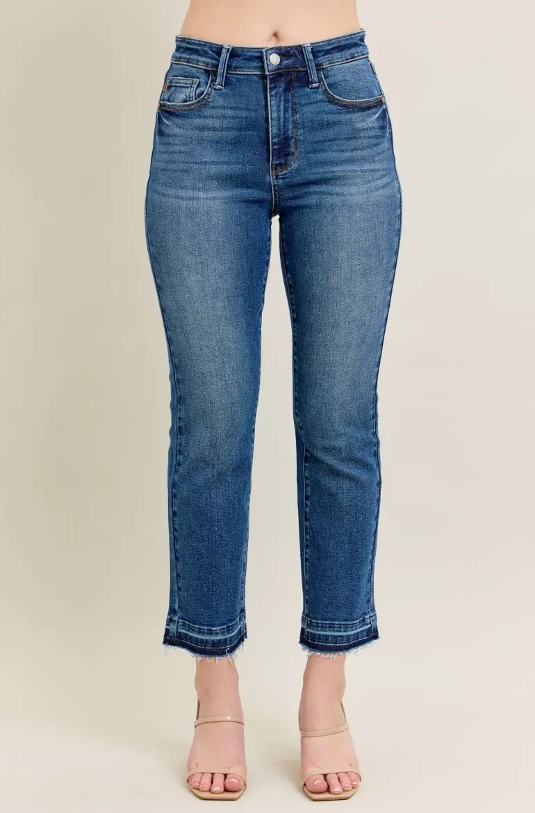 High-Waist Release Hem Kick Flare Jean 1