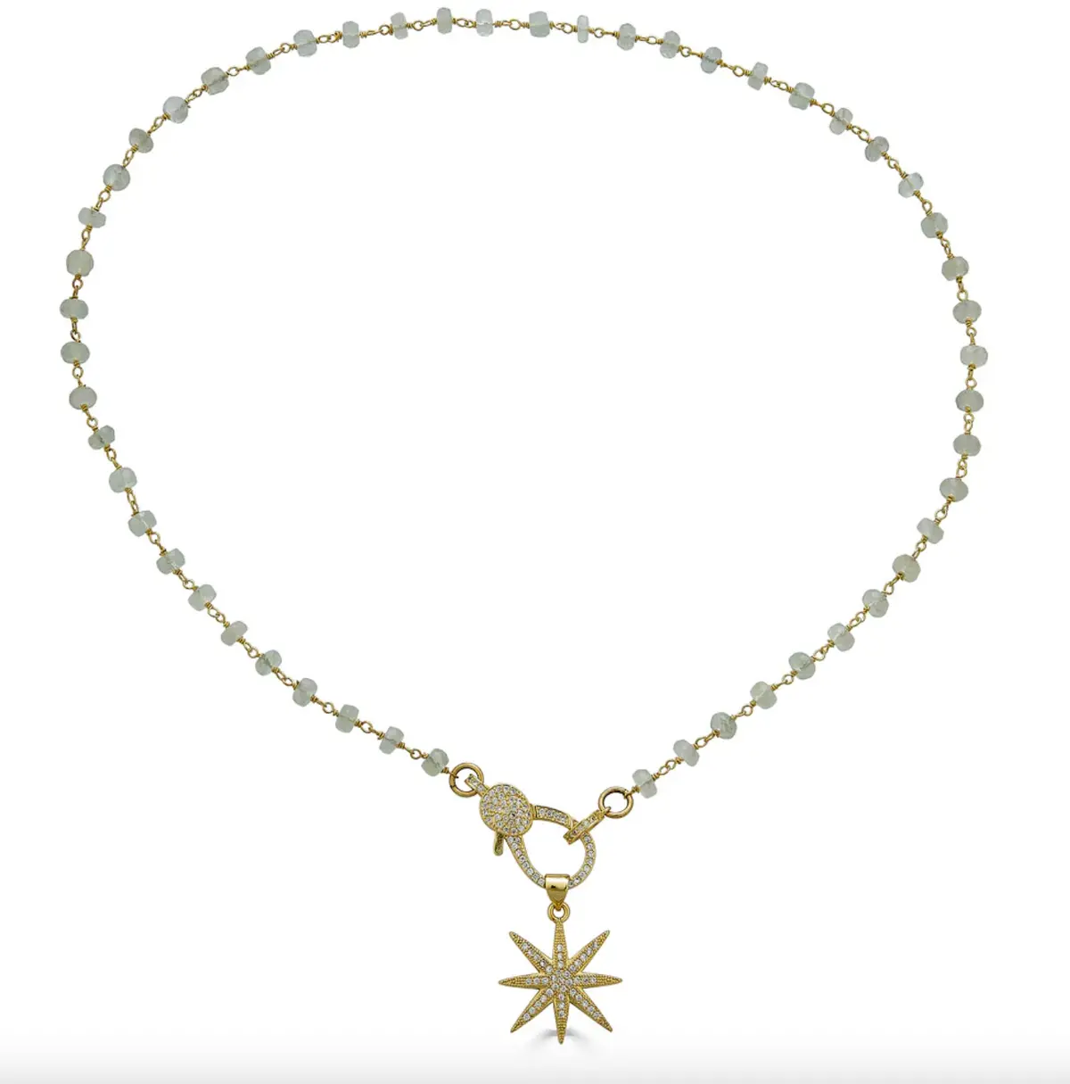 Gold Moonstone Gemstone Necklace With Star Pendant 1