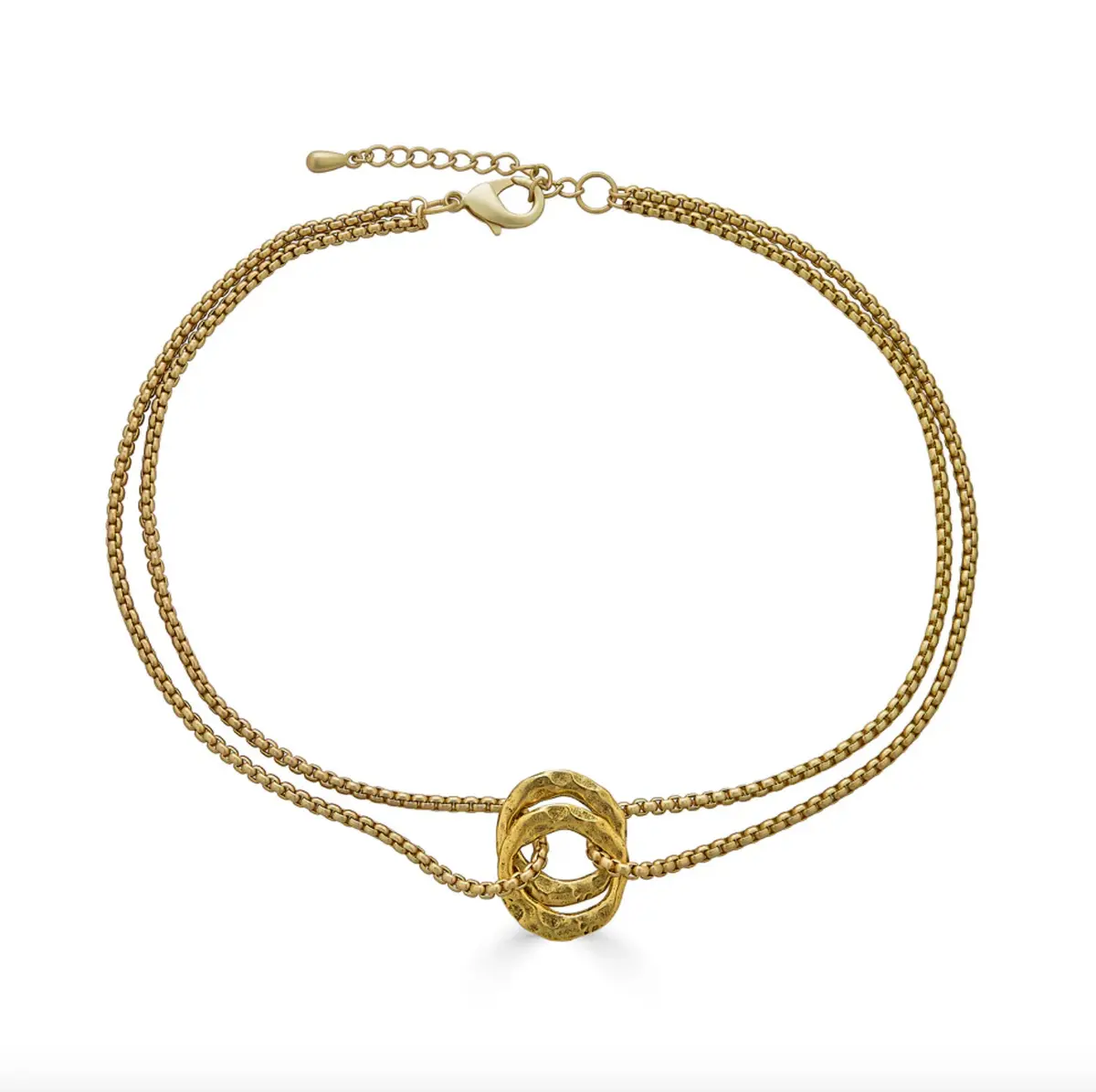 Matte Gold Double Circle Necklace 1