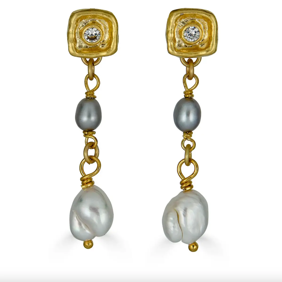 Two-Tone Rice Baroque Earring 1
