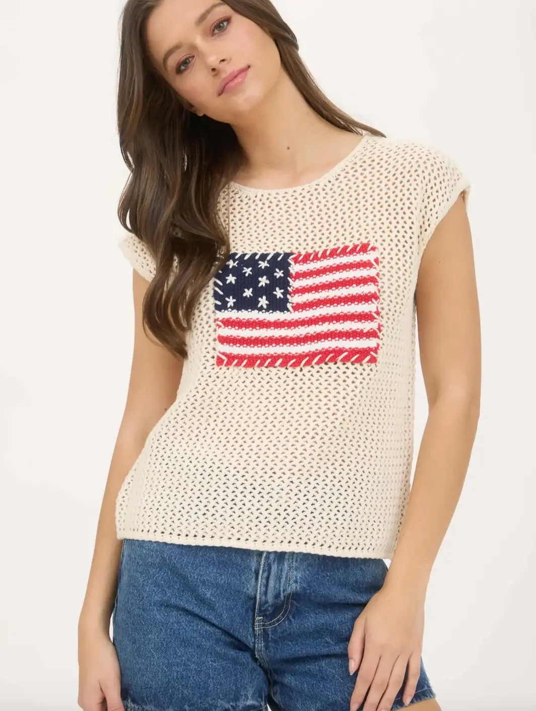 American Flag Crochet Sweater Top 1