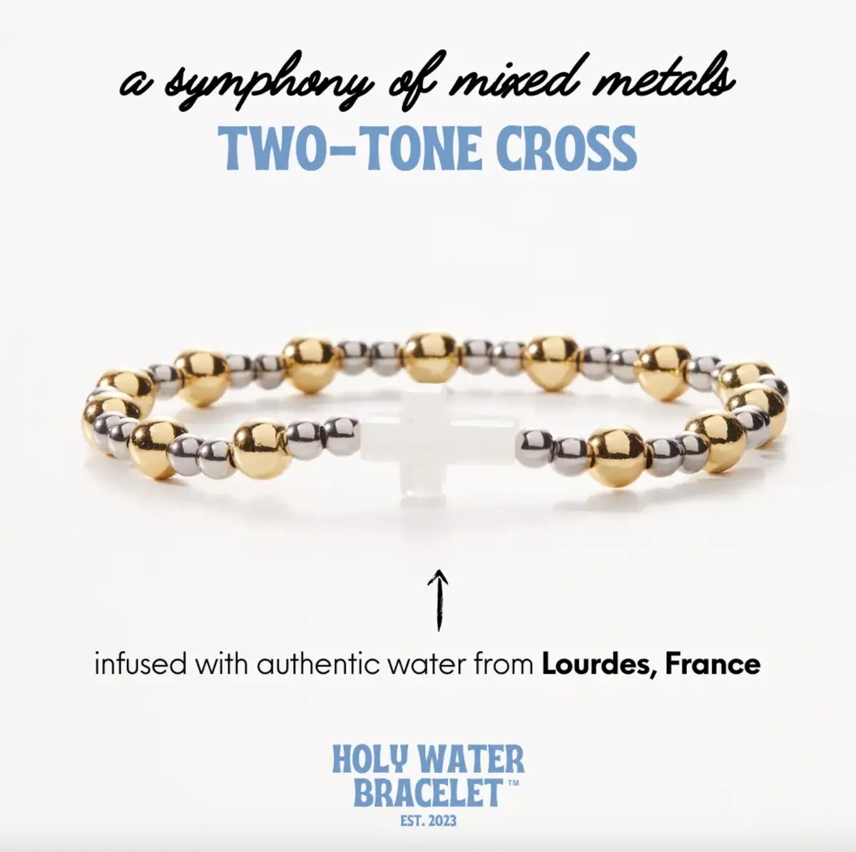 Holy Water Cross Bracelet | Two-Tone 1