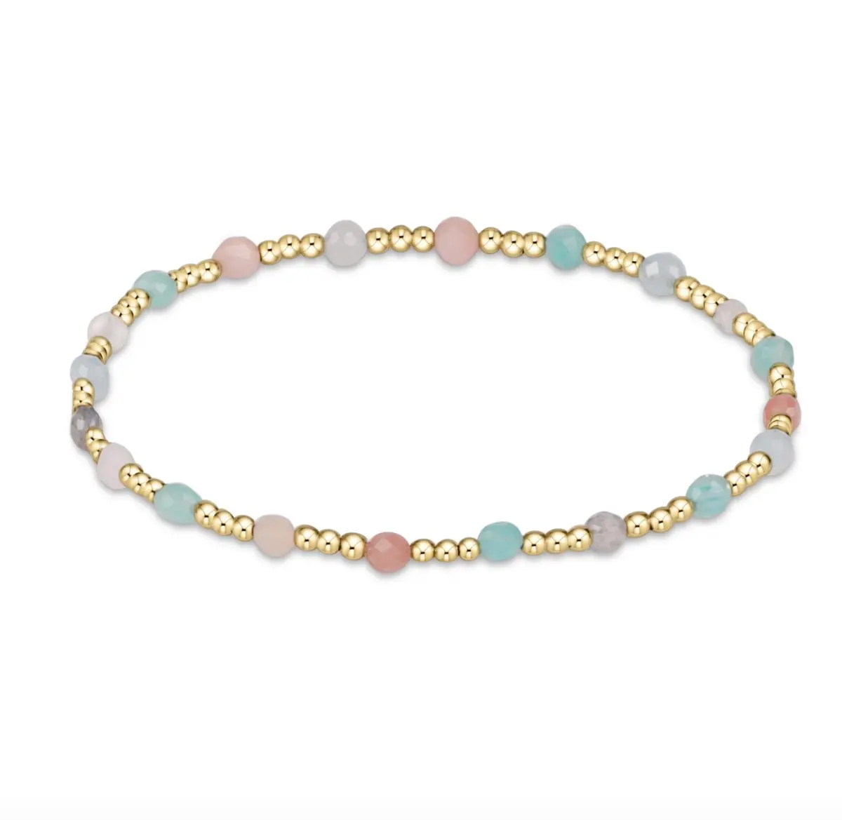 Gemstone Gold Sincerity Pattern 3Mm Bead Bracelet 1