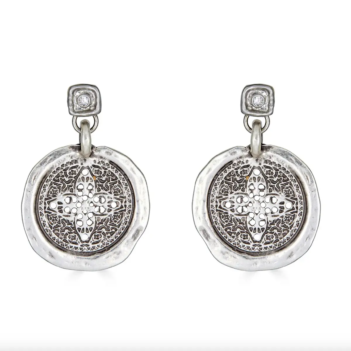 Silver Filagree Coin Earring 1