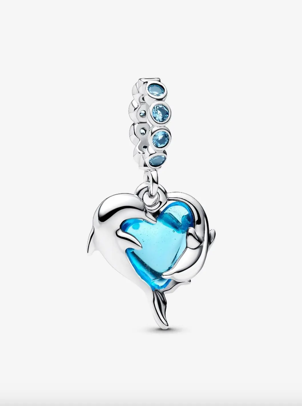 Blue Murano Glass Dolphins Dangle Charm 1