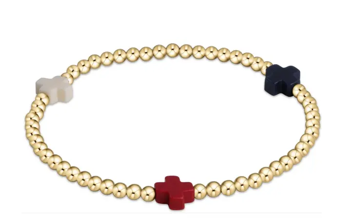 Signature Cross Gold Pattern 3Mm Bead Bracelet - Firecracker 1