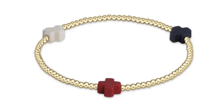 Signature Cross Gold Pattern 2Mm Bead Bracelet - Firecracker 1