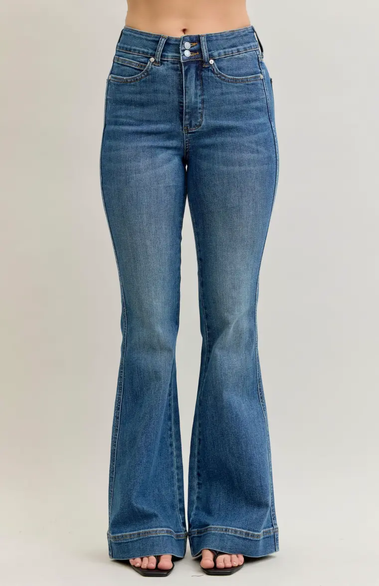 Stella High-Waist Double Button Flare Jean 1