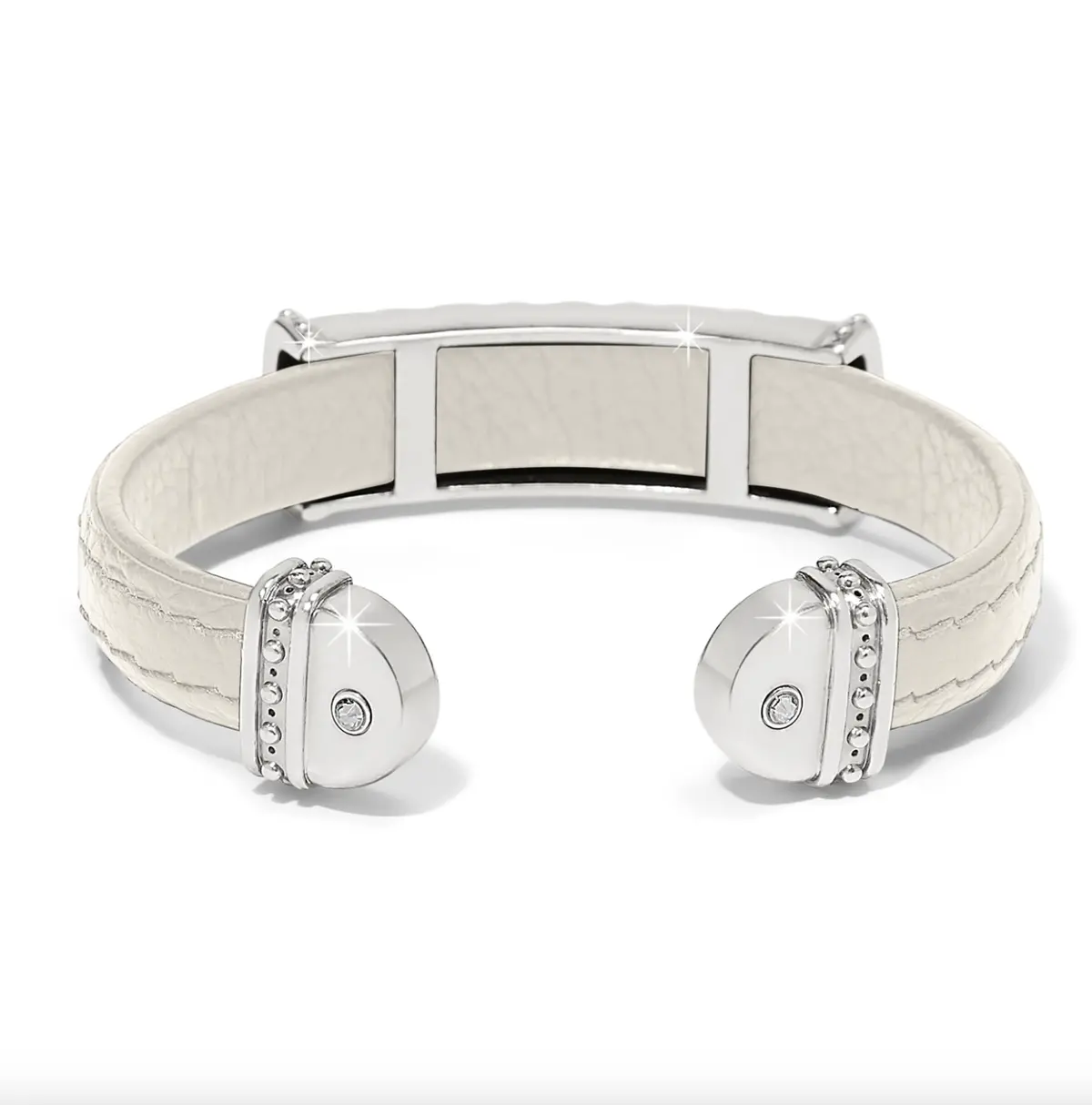 Mosaic Two Tone Leather Bar Cuff Bracelet 2