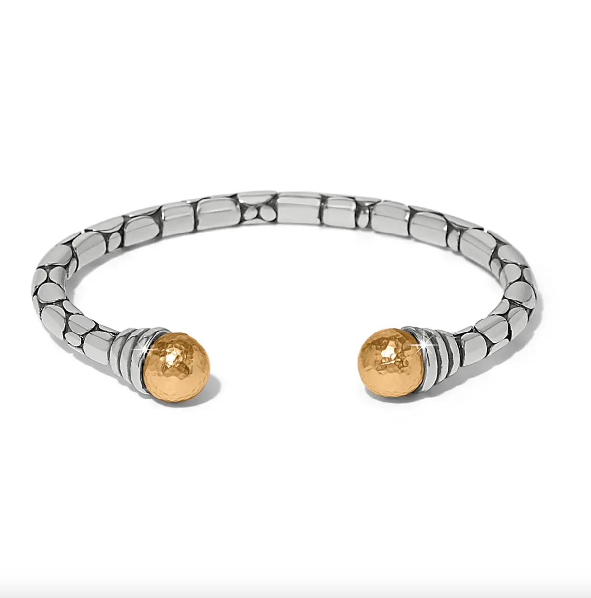 Pebble Link Two Tone Open Flex Cuff Bracelet 1