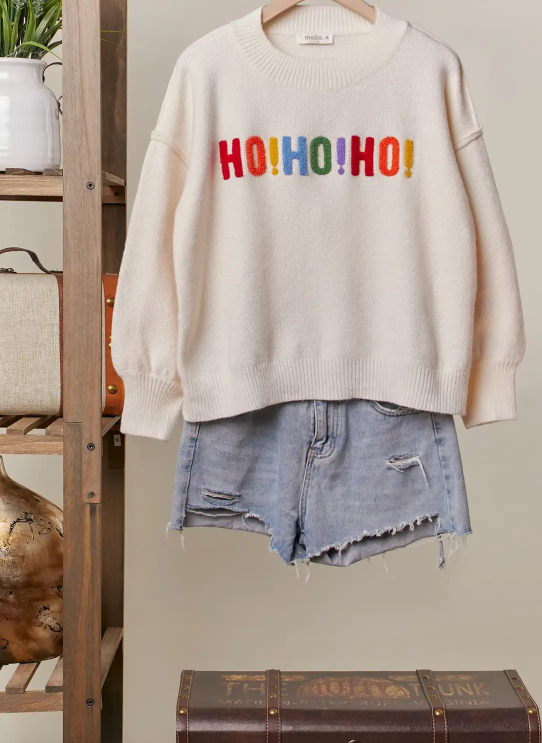 Multicolor Oversized 'Christmas' Lettering Sweater 1