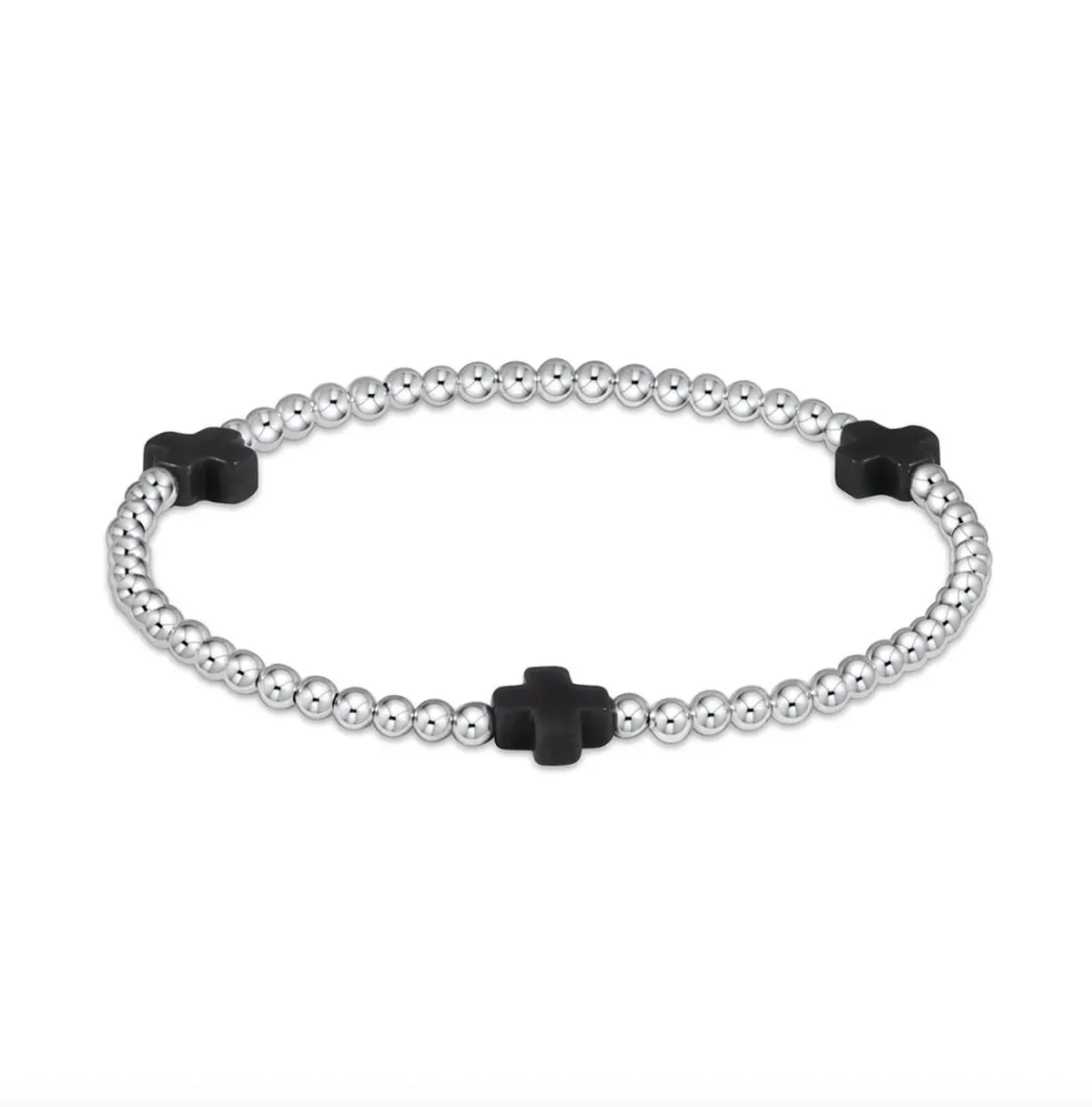 Signature Cross 3Mm Sterling Bracelet - Onyx 1