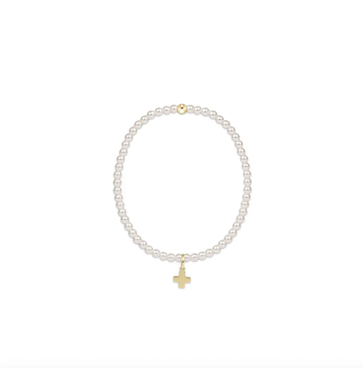 Classic Pearl 3Mm Bracelet - Signature Cross Gold Charm 1