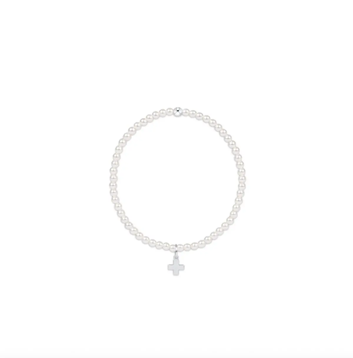 Classic Pearl 3Mm Bracelet - Signature Cross Sterling Charm 1