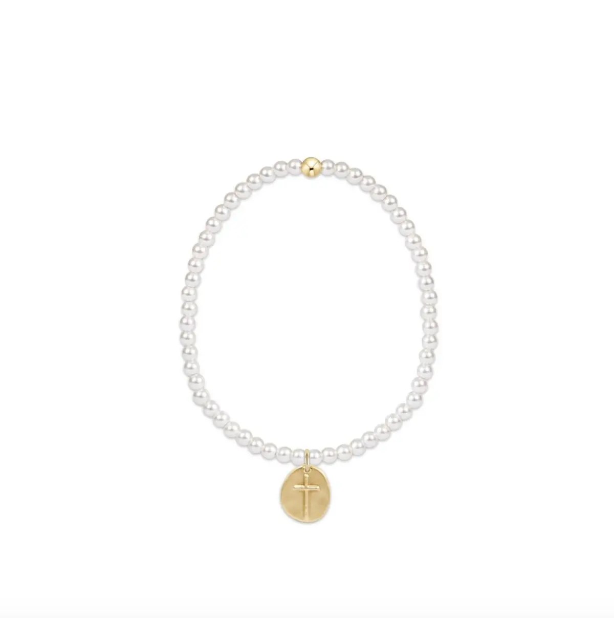 Classic Pearl 3Mm Bracelet - Inspire Small Gold Disc 1