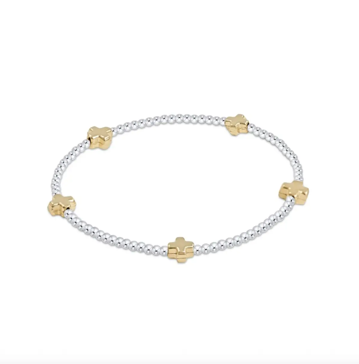 Signature Cross Small 2Mm Mixed Metal Bracelet - Gold 1
