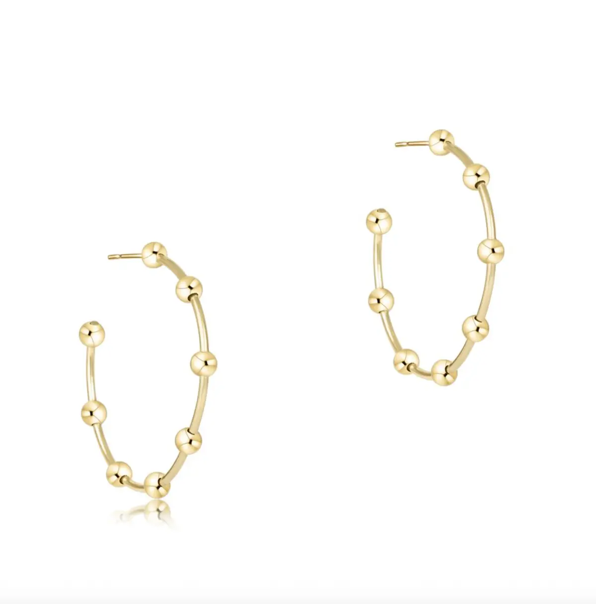 Beaded Simplicity 1.5" Post Hoop - Gold 4Mm 1