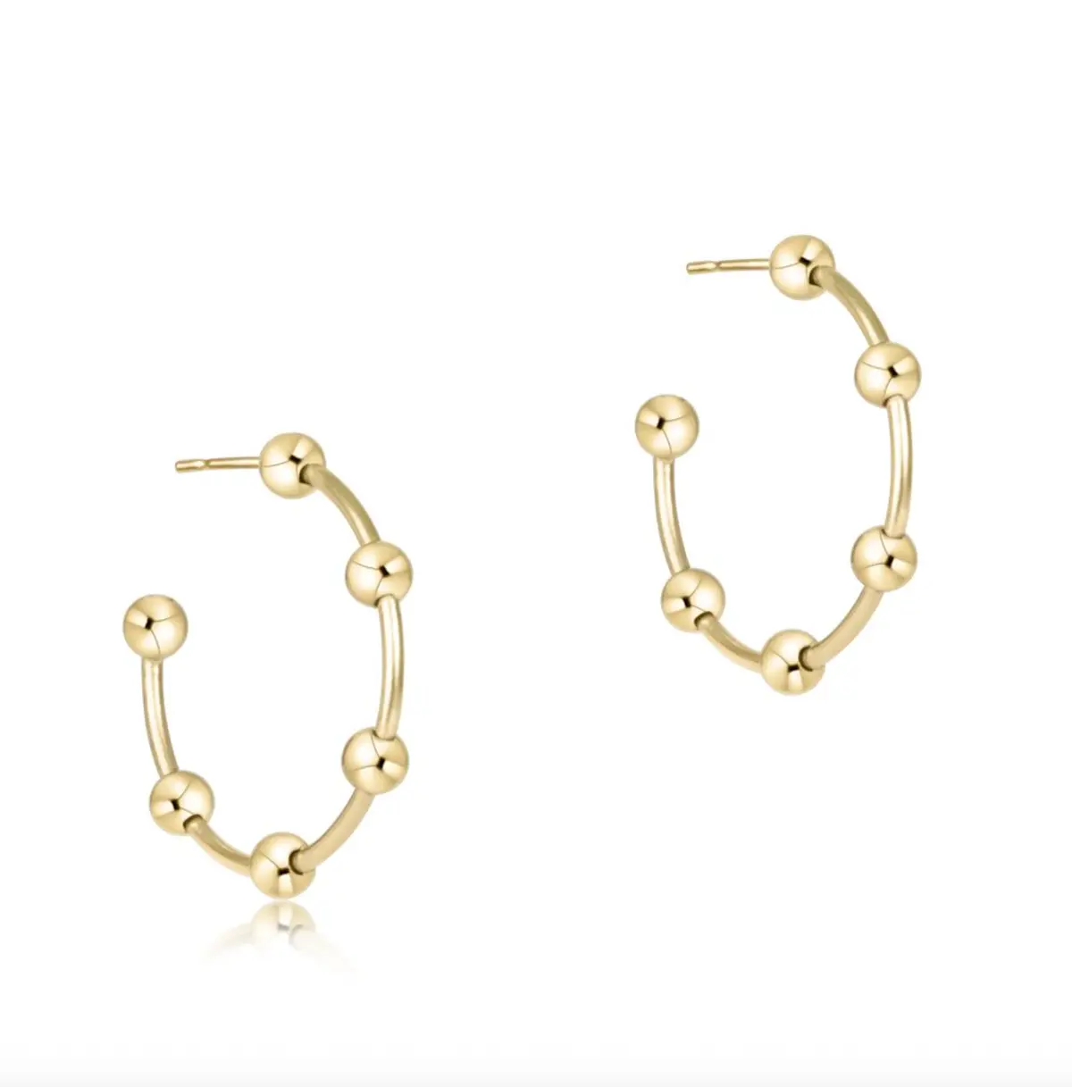 Beaded Simplicity 1" Post Hoop - Gold 4Mm 1
