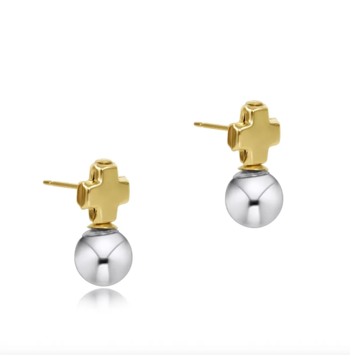 Signature Cross Mixed Metal Stud - Classic Sterling 1